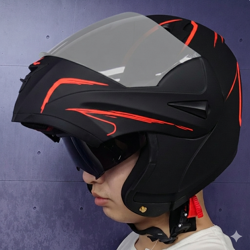 Coast - Casque moto modulable rouge et noir