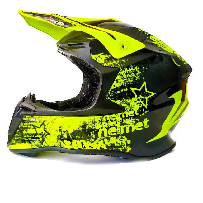 Casque moto noir et jaune