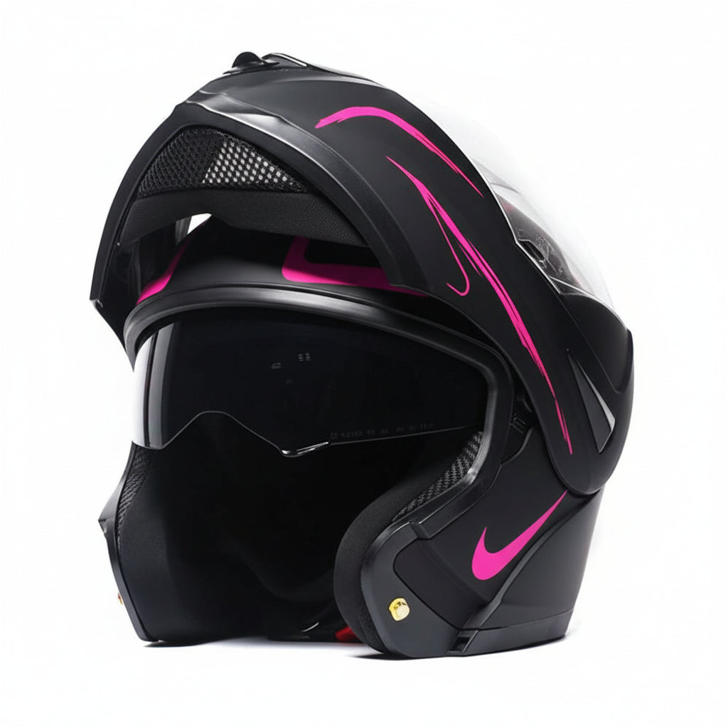 Buddy - Casque moto noir et rose