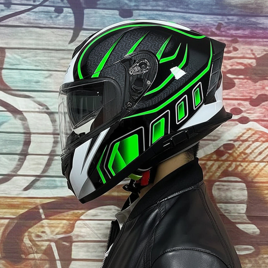Roots - Casque moto integral vert