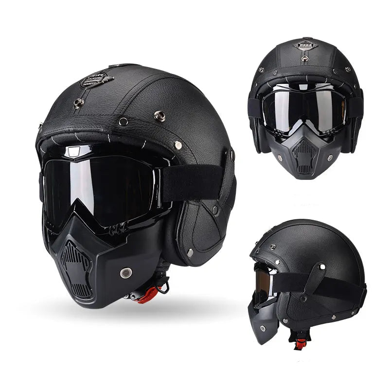 Vintage - Casque moto en cuir