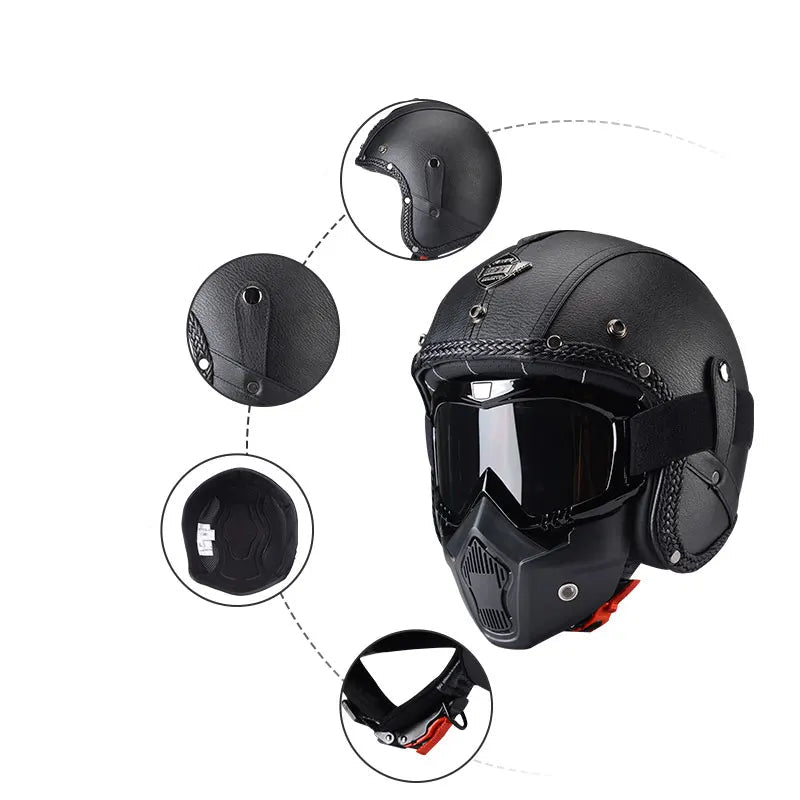 Vintage - Casque moto en cuir