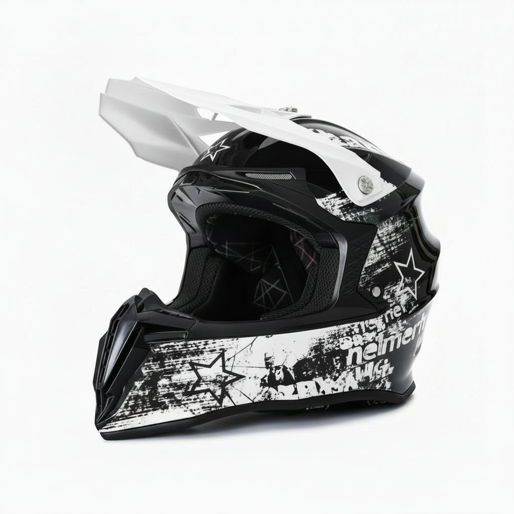 Ignis - Casque de moto cross noir et blanc