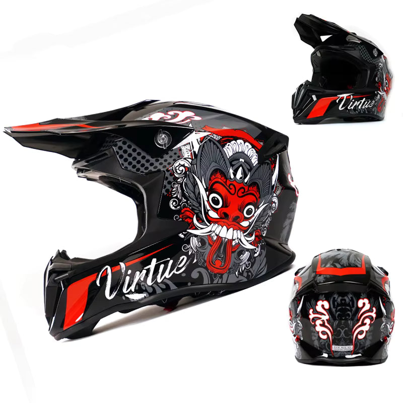 Luna - Casque moto cross noir et rouge