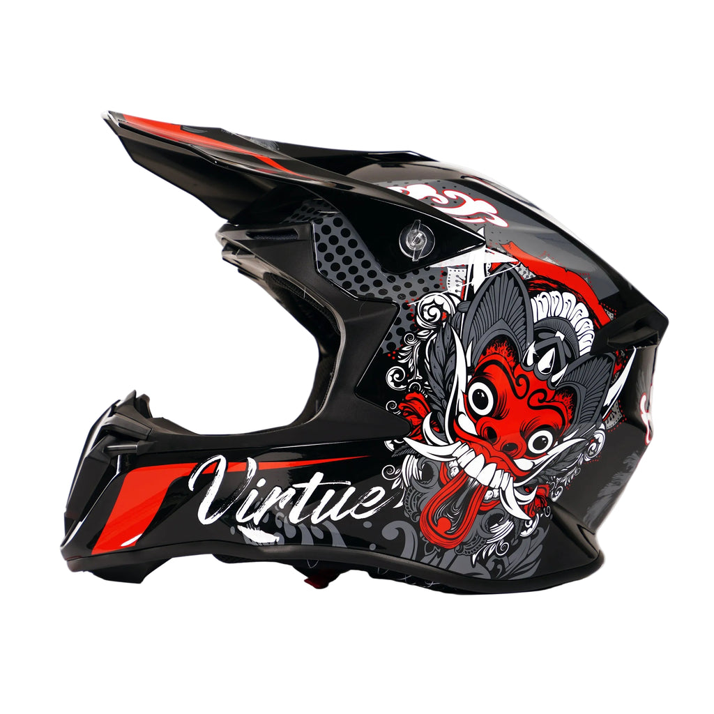 Casque moto cross noir et rouge
