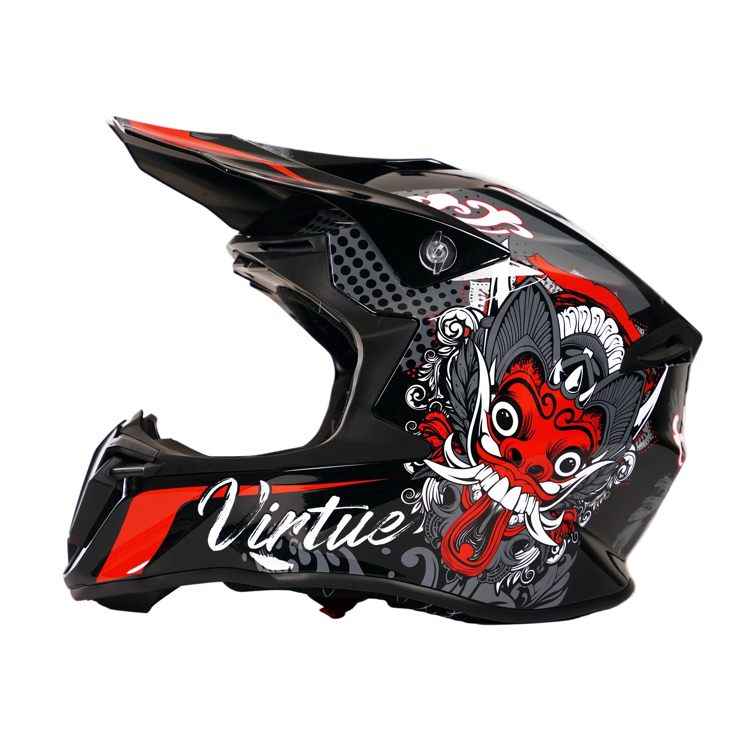 Casque moto cross noir et rouge