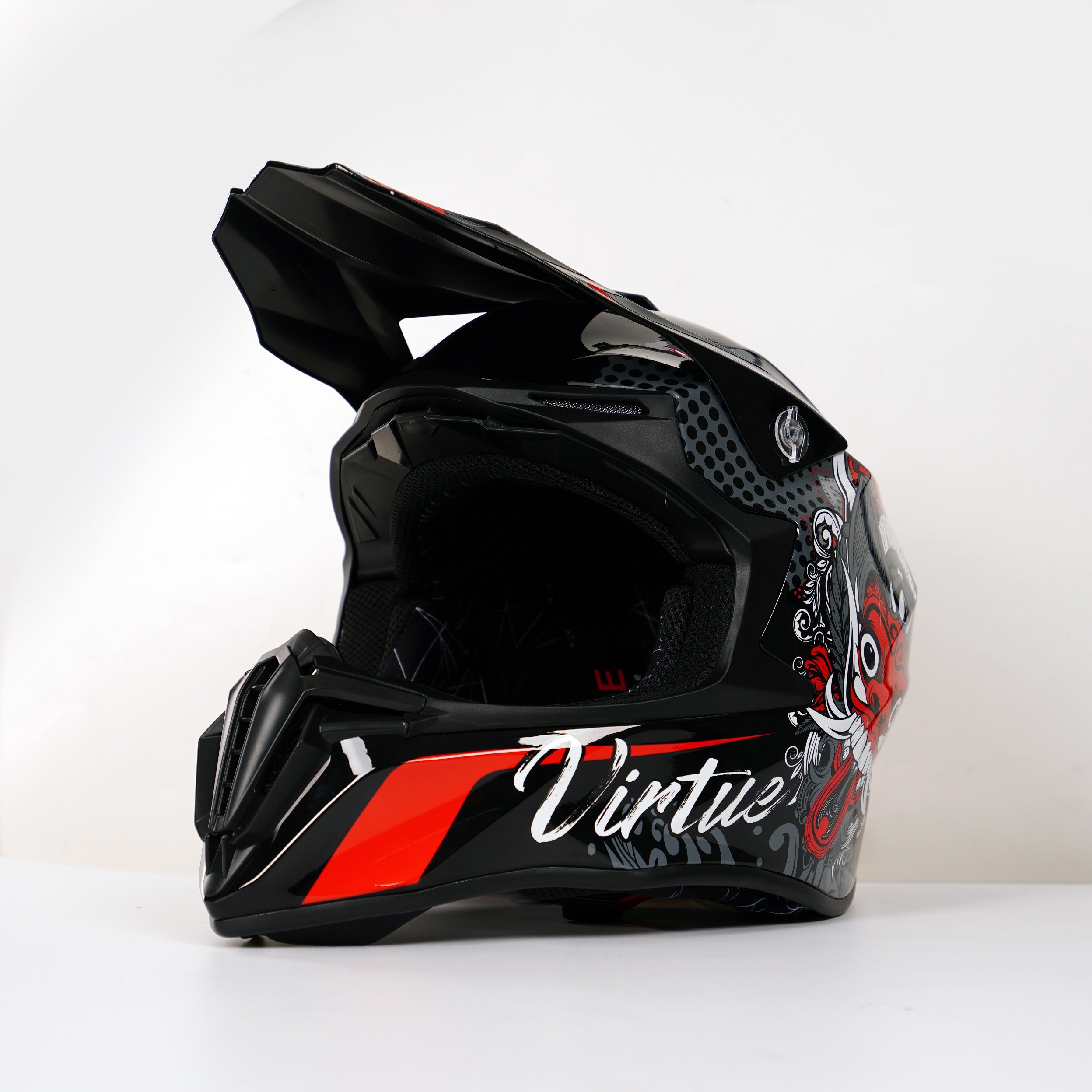 Luna - Casque moto cross noir et rouge