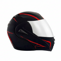 Casque moto modulable rouge et noir