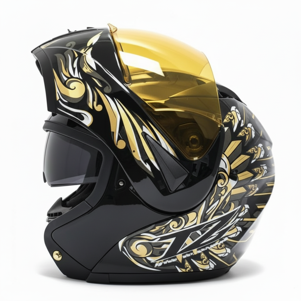 Sky - Casque moto noir et doré