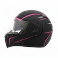 Casque moto noir et rose