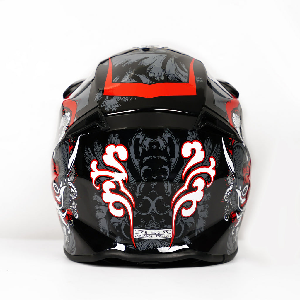 Luna - Casque moto cross noir et rouge