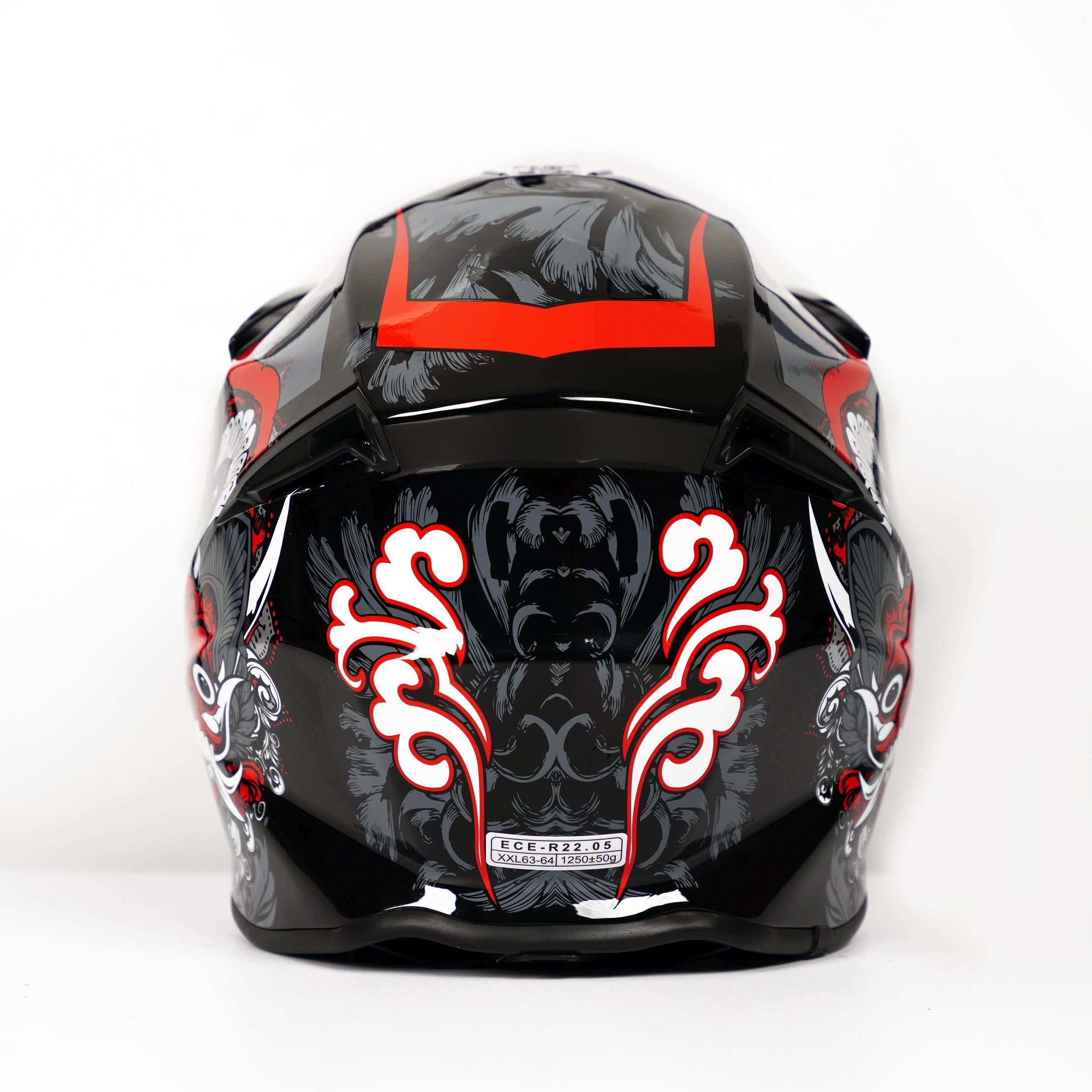 Luna - Casque moto cross noir et rouge