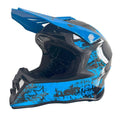 Casque moto bleu et noir