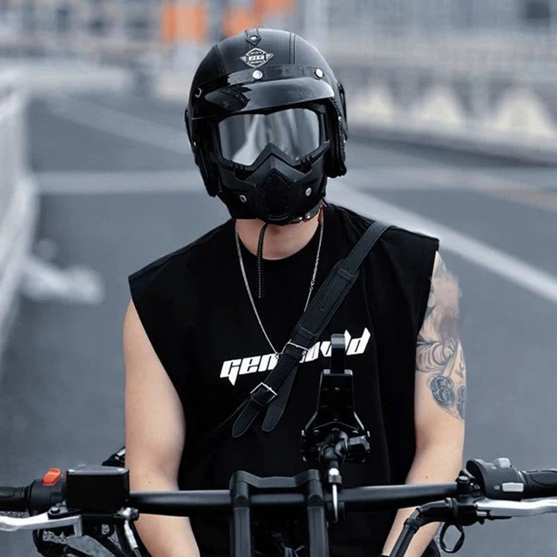 Vintage - Casque moto en cuir